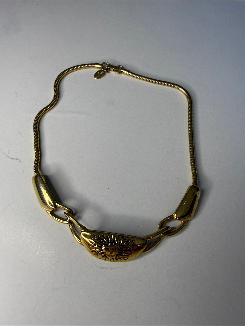 Vintage Anne Klein Gold-Tone Sun Pendant Necklace
